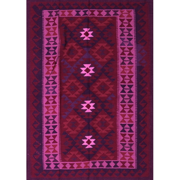 Ahgly Company Indoor Rectangle Southwestern Pink Country Area Rugs, 3' x 5'