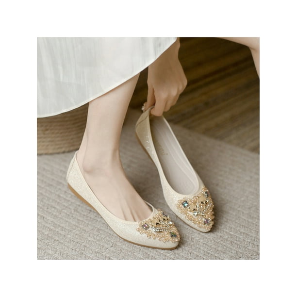 Pointy shop gold flats