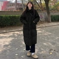 thumbnail image 3 of Winter Down Coat Thickened Padded Stand Collar Neck Protection Knee Length Pockets Zipper Closure Windproof Heat Retention Daily Cold Weather Outwear Cotton Jack, 3 of 8