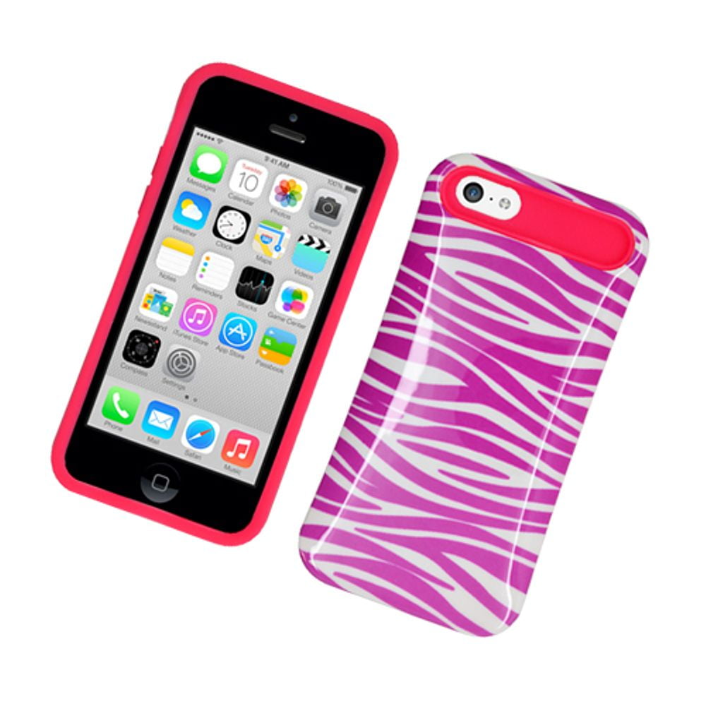 iPhone 5C Case, by Insten Night Glow Zebra Jelly Plastic/Silicone Case
