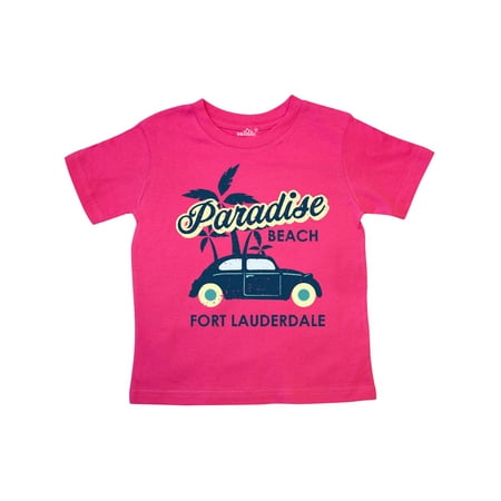 

Inktastic Paradise Beach in Fort Lauderdale with Palm Trees and Car Gift Toddler Boy or Toddler Girl T-Shirt
