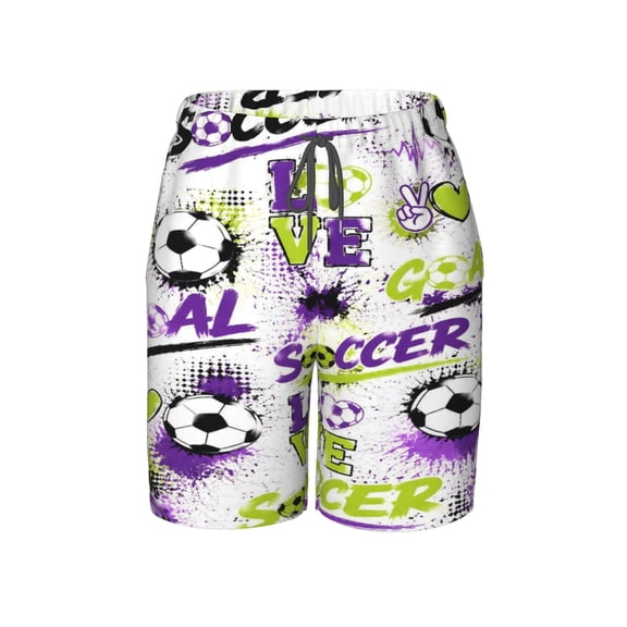 Sports Soccer Beach Pants Lightweight Teen Shorts with Mesh Lining and Drawstring