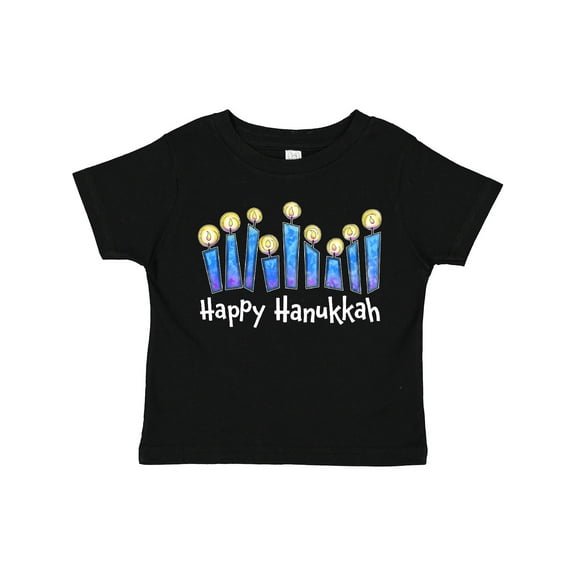 Inktastic Happy Hanukkah with lit candles Boys or Girls Toddler T-Shirt