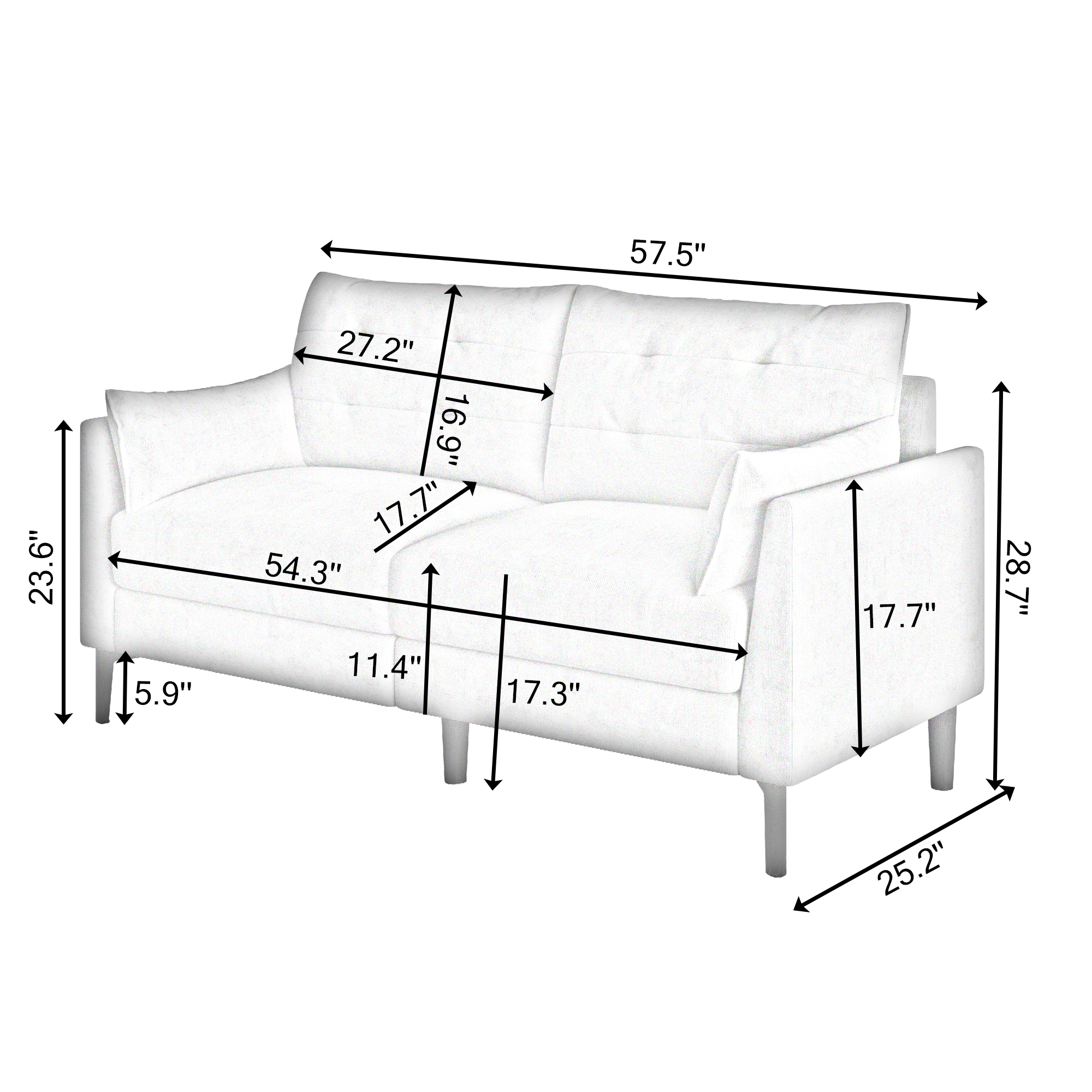 Modern Loveseat Sofa,57.5" Linen Fabric Love Seat Couches,Button Tufted Upholstered Furniture,Small Couch for Living Room,Bedroom,Dark Gray