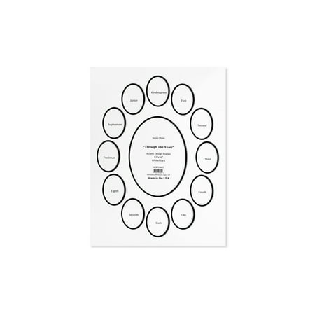PA Framing Mat Double 12"x 16" Through The Years White Core White/Black