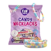 Funtasty Candy Necklaces - Party Favors - Valentines Candy, Fruit Flavors, Individually Wrapped, Stretchable, 21-Ounce Bag (28 Count)