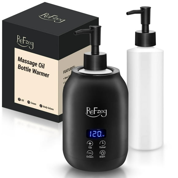 Massage Oil Warmer Bottle Professional Electric Lotion Digital Heater for SPA, Portable Oil Warmer Heated Cream for Beauty Salon Home, with ℃/â