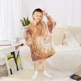 thumbnail image 6 of Wearable Blanket with Sleeves and Pocket Oversized Hooded Sweatshirt 3-14 YR Brown and Peach Swirling L, 6 of 7