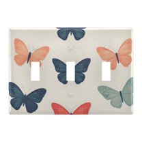 Yayeee Toggle Light Switch Wall Plate 3-Gang 6.37"x4.48" Decorative Outlet Cover, Orange Butterflies