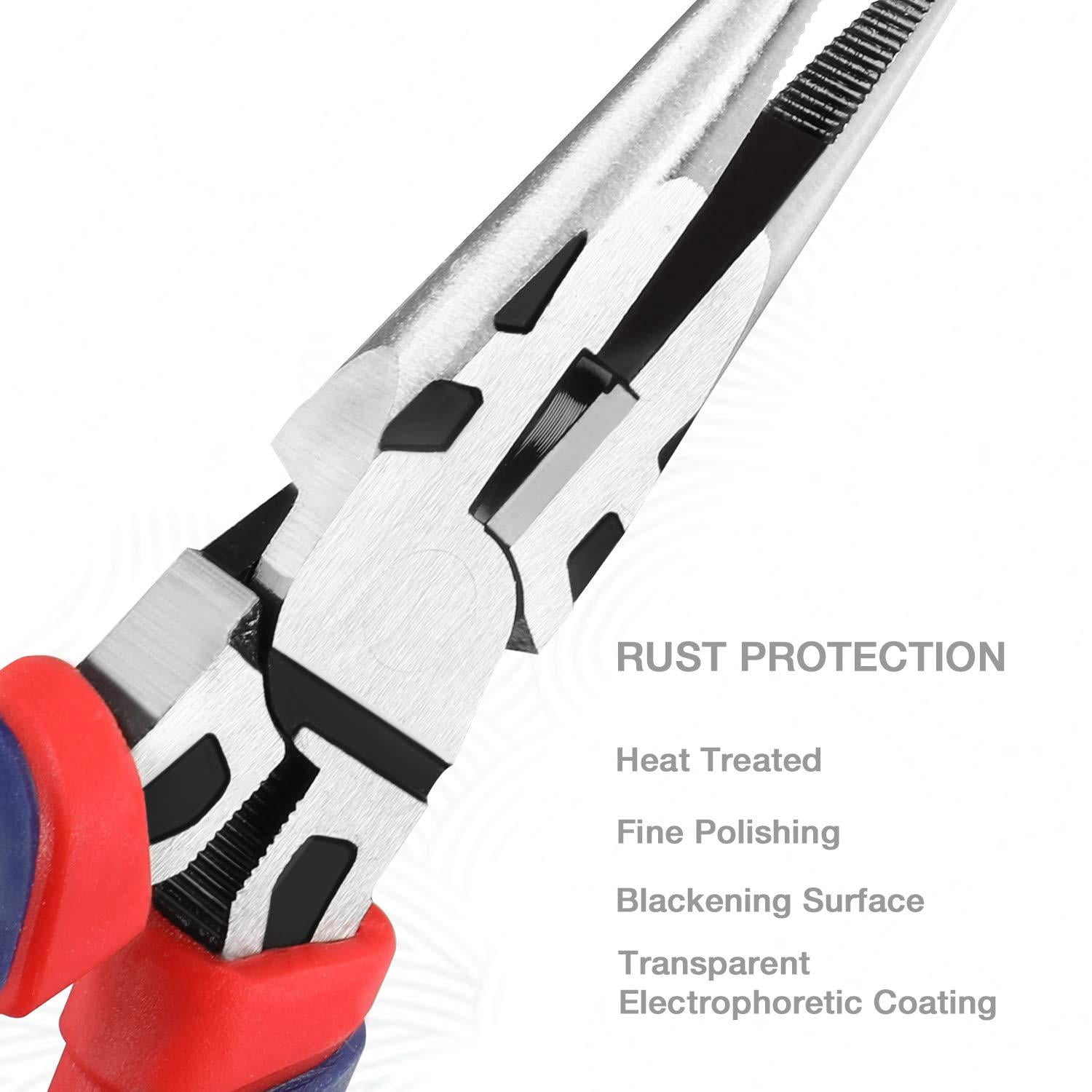 Pliers Set  Cr-v Construction Includes 6 Inch Slip Joint Long Nose Diagonal 8 Groove 7 Linesman And Storage Pouch For Basic Repair (pack Of 2)
