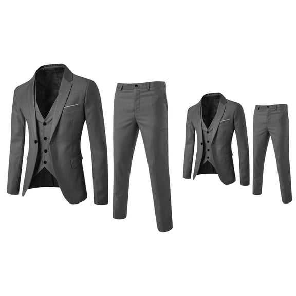 Men's Slim Fit Stretch Formal 3-Piece Suit Set with Jacket Vest Pants, One Button Tuxedo Style for Wedding Party Prom Business Casual Senior Menswear Outfit