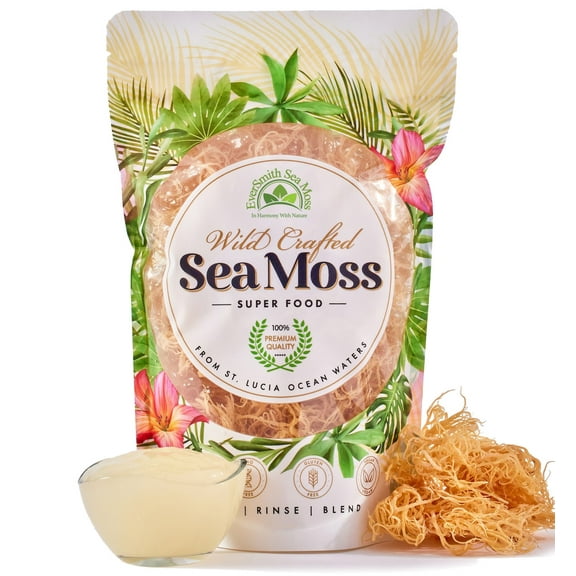 Irish Sea Moss | Makes 160 oz of Gel | Wildcrafted Dried Sea Moss | St. Lucia Seamoss | All Natural, Non GMO & Vegan | 8oz Bag