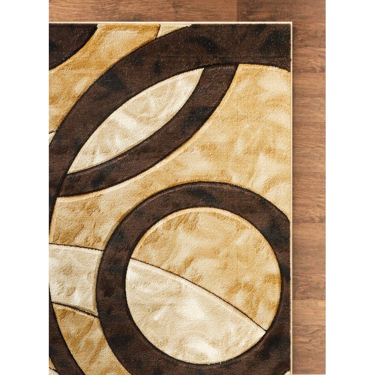 GLORY RUGS Area Rug 2x3 Brown Door Mat Modern Circles Soft Contemporary  Floor Carpet Fluffy Texture for Indoor Living Dining Room and Bedroom Area