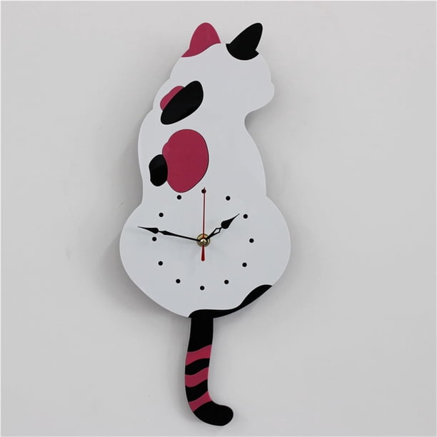 Reloj De Pared Artístico, Decoración De Gato De Estilo Escandinavo, Péndulo De Cola Móvil, Movimiento De Cuarzo Silencioso, Ideal Para Sala De Estar, Dormitorio, Oficina O Recibidor.