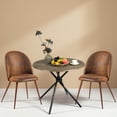 thumbnail image 2 of HOMYLIN Mesa Redonda de Café Moderna 80×80cm con Patas de Hierro Cruzadas, Marrón, Ideal para 2-4 Personas, 2 of 6