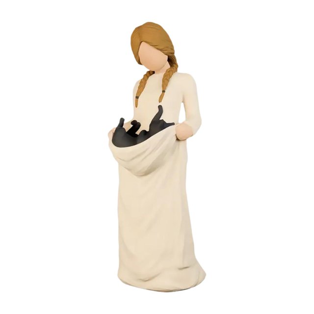 Black Cat Girl Figurine de mesa Ornamento escultura Arte Figurine Decoración del hogar Estatua de resina Regalo Memorial para la estantería del