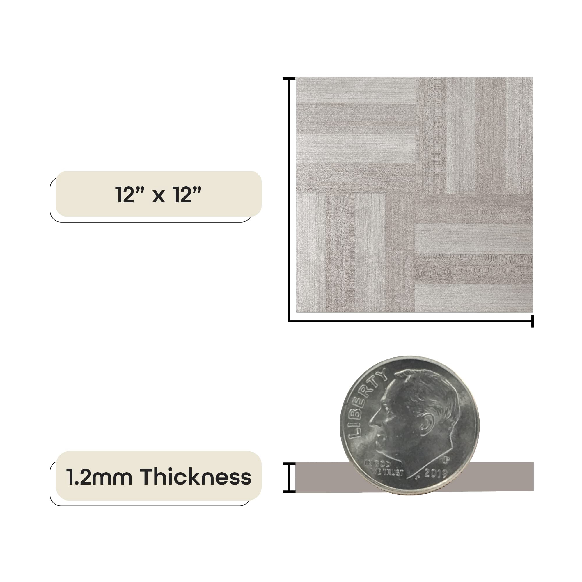 Tivoli Self Adhesive Vinyl Floor Tiles  45 - 12" X Ash Grey Wood- Peel & Stick Diy Flooring For Kitchen Dining Room Bedrooms Basements Bathrooms By Home Decor