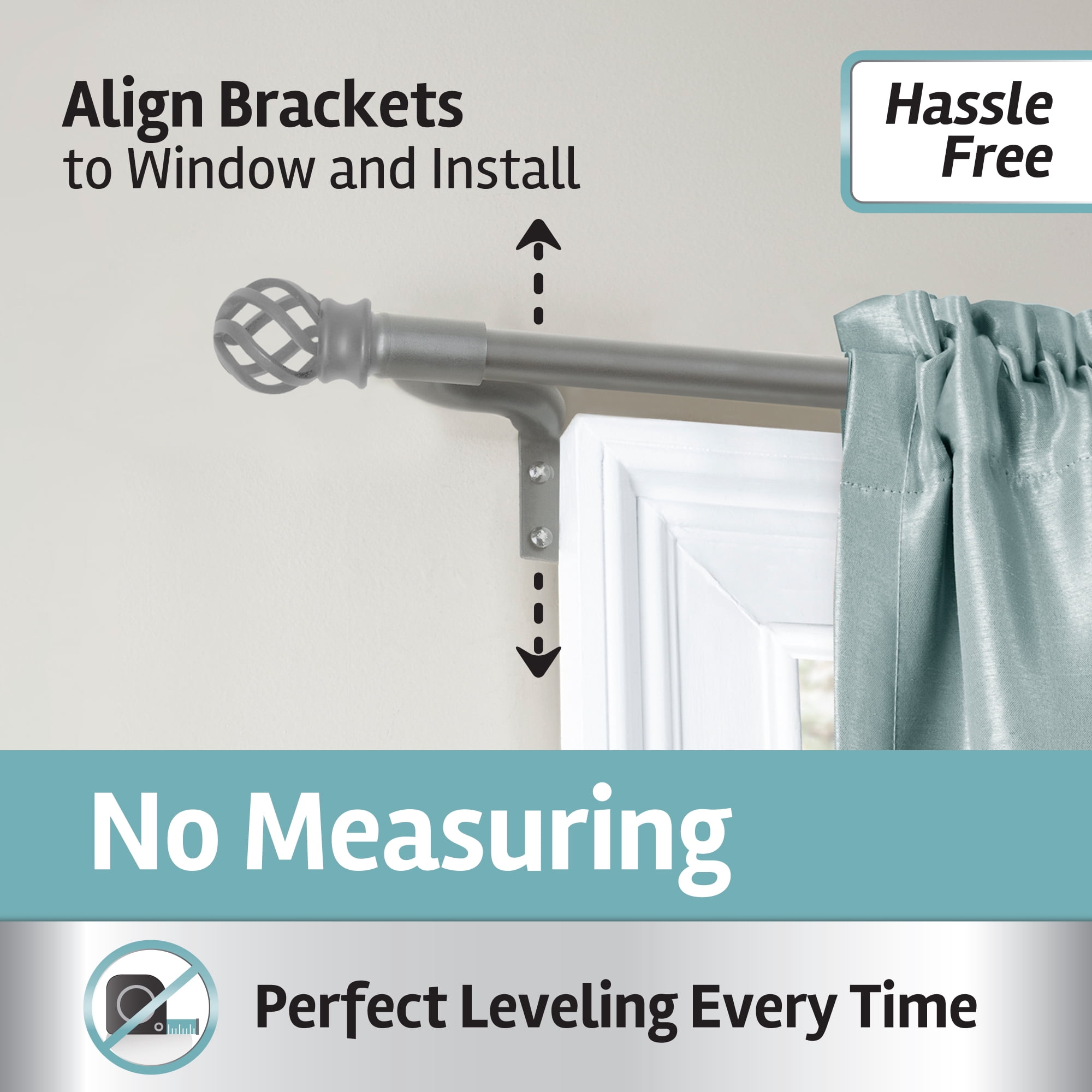 Buy Smart Rods No Measuring Easy Install Adjustable Café Window Rod, 18 ...