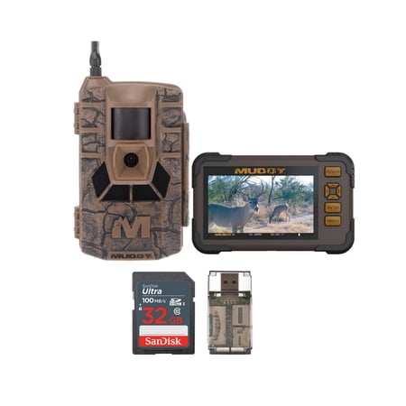 Muddy Matrix 36MP Imaging Cellular Trail Camera with On Demand Photo Bundle with SD Card Reader and Viewer 32GB Ultra SDHC UHS-I Memory Card and Card Reader (4 Items)