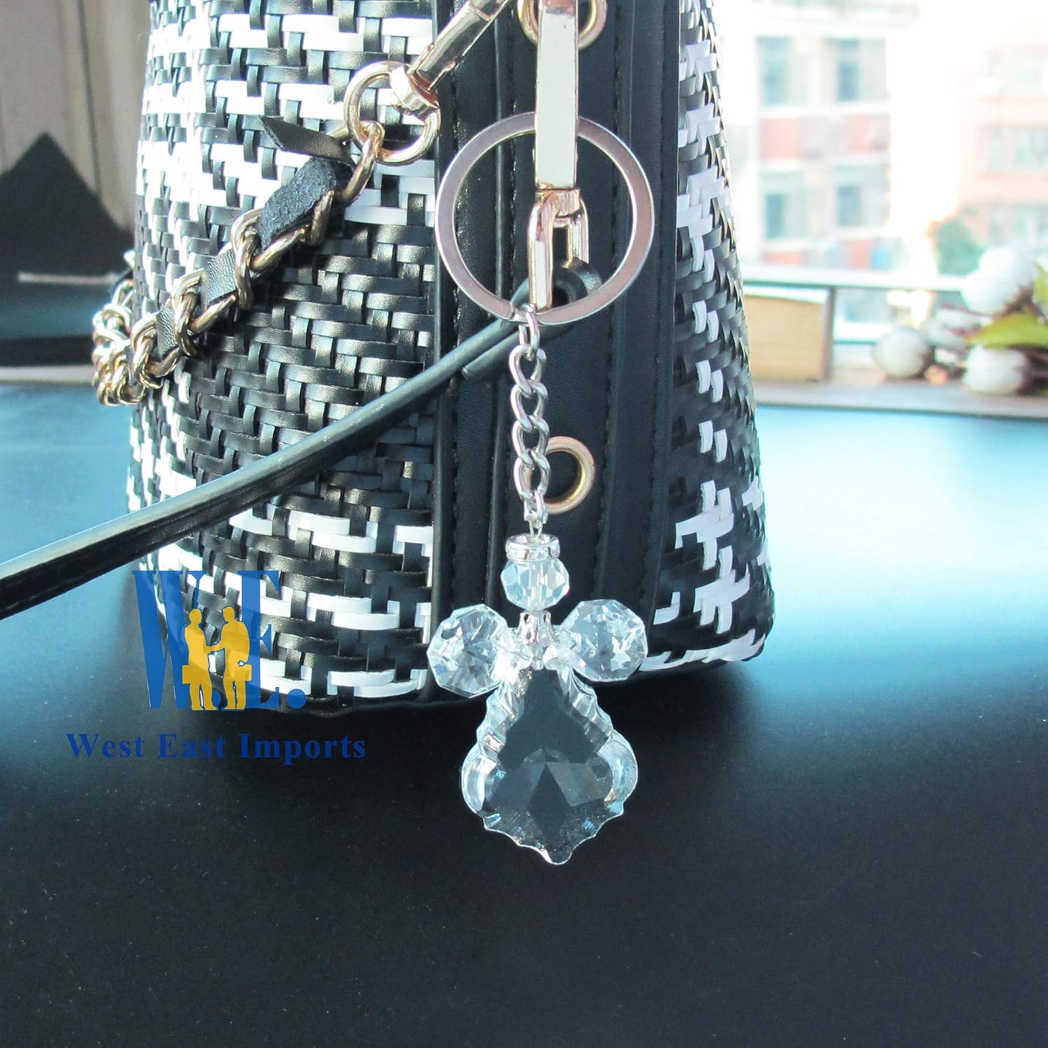 WE 12 Pcs Angel Crystal Keychain Decorated Organza Bag - Wedding / Baptism / Quinceanera / First Communion Favors