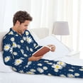 thumbnail image 6 of Naloa Daisies Flowers Men’s Pajamas Set - Long Sleeve Button Down Sleep Shirt and Pajama Bottoms Sleepwear Set-X-Large, 6 of 7