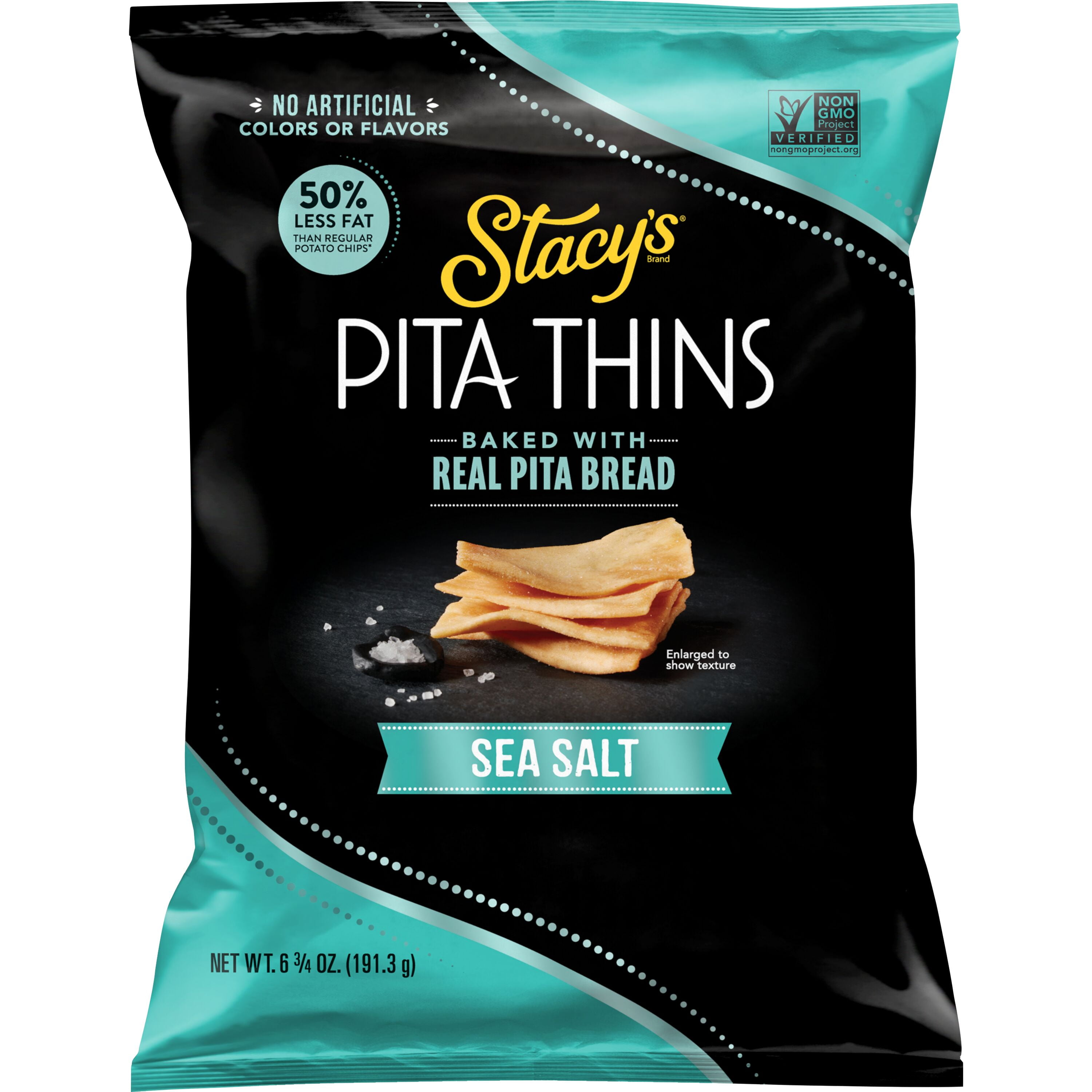 (6 pack) Stacy’s No Artificial Colors or Flavors Sea Salt Pita Thins Bag, 6.75. oz​