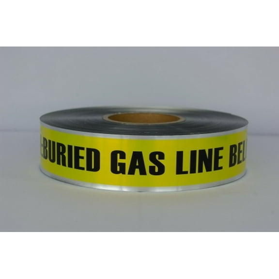 Detectable Underground Tape - Caution Buried Gas Line Below - 2" X 1000 Ft Roll (12 Roll/Case)