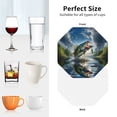 thumbnail image 6 of Lsque Largemouth Bass Jumping Out of The Water Pattern 4" Drink Coasters Set of 4, PVC Leather Absorbent Coasters, Table Coaster Set Decorative Coffee Cup Coasters Housewarming Gift-Octagon, 6 of 6
