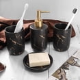 thumbnail image 4 of Juego completo de accesorios de baño negro, 4 piezas de accesorios de decoración de baño de cerámica, incluye dispensador de loción, 2 vasos, 4 of 5