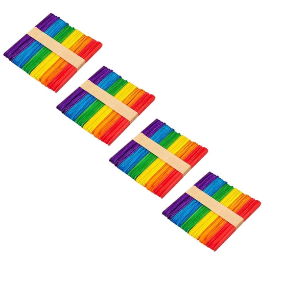 200 Pcs Colored Popsicle Sticks for Crafts, 3.5" Wooden Ice Cream Sticks, Rainbow Colors, Great for Diy Creative Designs And Children Education