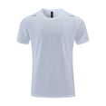thumbnail image 5 of Men's Quick Dry Running T-Shirt With Nylon & Spandex, Crew Neck Short Sleeve Moisture Wicking Top, Solid Printed Athletic Tee for Gym Workout Fitness Reflective Casual | Zenithor,White L, 5 of 9