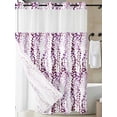 thumbnail image 3 of No Hook Shower Curtain with Snap-in Liner, Purple Weeping Eucalyptus Waterproof Fabric Bathroom Curtains, Spring Summer Farmhouse Leaves Bath Curtains & Mesh Top Window 72"x96" Extra Long, 3 of 9