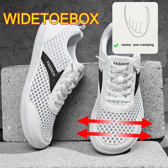 Men's Wide Toe Sports Shoes, Breathable Mesh Anti-Slip Running & Badminton Sneakers, Extra Comfort for Long Standing, Spring/Summer Outdoor Fitness & Casual Wear