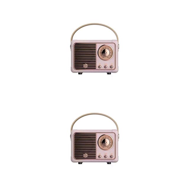 Methold Altavoz 5,0 compatible con Bluetooth, electrochapado inalámbrico antiguo, portátil, bonito, tarjeta de memoria de 400mAh, reproductor Rosado 2piezas
