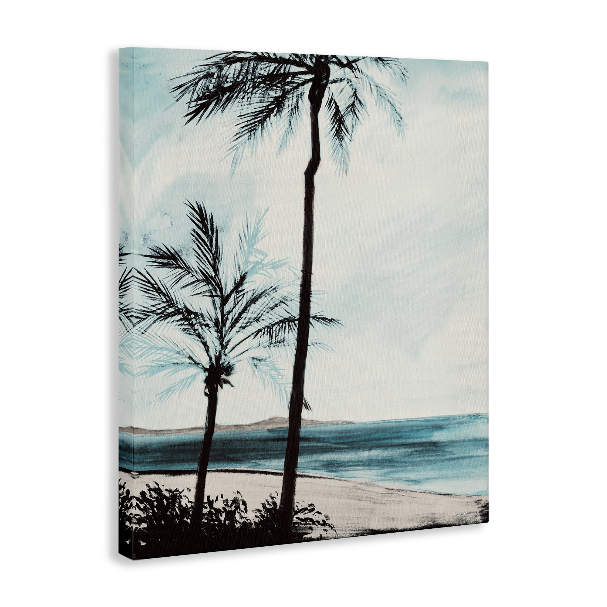Stupell Industries Beach Palm Silhouettes Coastal Painting Gallery Wrapped Canvas Art Print Wall Art, 30 x 40