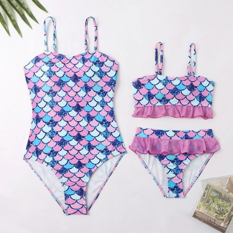 Mommy And Me Bikini Swimsuits Set Two Piece Parent-child Swimsuit Matching  Swimwear Sleeveless