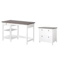 thumbnail image 1 of Pemberly Row Set of 2 47" Writing Desk & Lateral File Cabinet in White/Gray Oak, 1 of 10