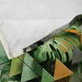 thumbnail image 4 of Ambesonne Monstera Fleece Throw Blanket Leaves Triangles Mystery 70"x90" Camel Grey and Fern Green, 4 of 5