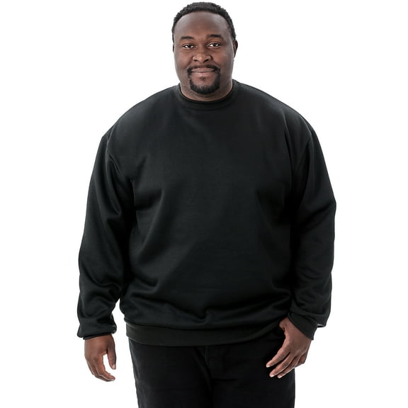 JC DISTRO USA-made Men's Big Size Mid-Weight Fleece Crewneck Sweatshirt Black Big2XL