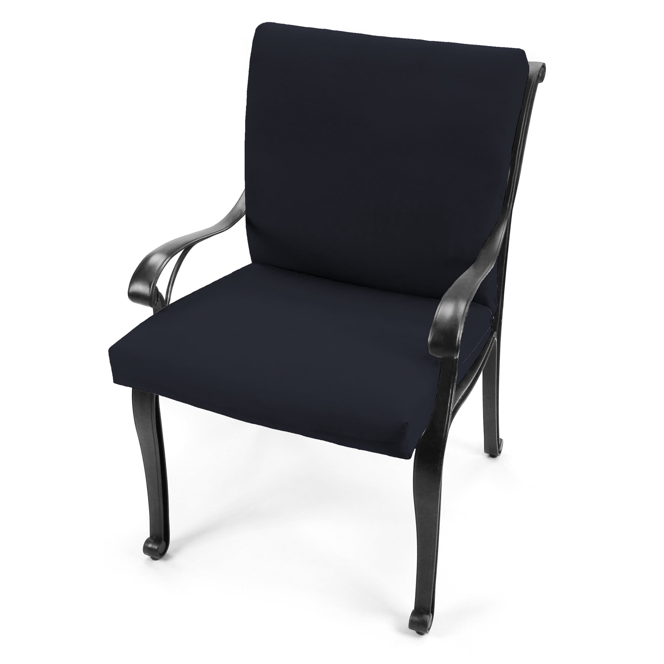 Jordan Manufacturing 44" x 21" Navy Solid Rectangular Outdoor Chair Cushion with Ties and Hanger Loop