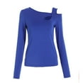 thumbnail image 6 of Bovemsi Women's Long Sleeve Tops Sleeved Shirt Ribbed Pullover Asymmetrical Neck Sexy Tight Casual Basic Long Sleeve Blouse, 6 of 9