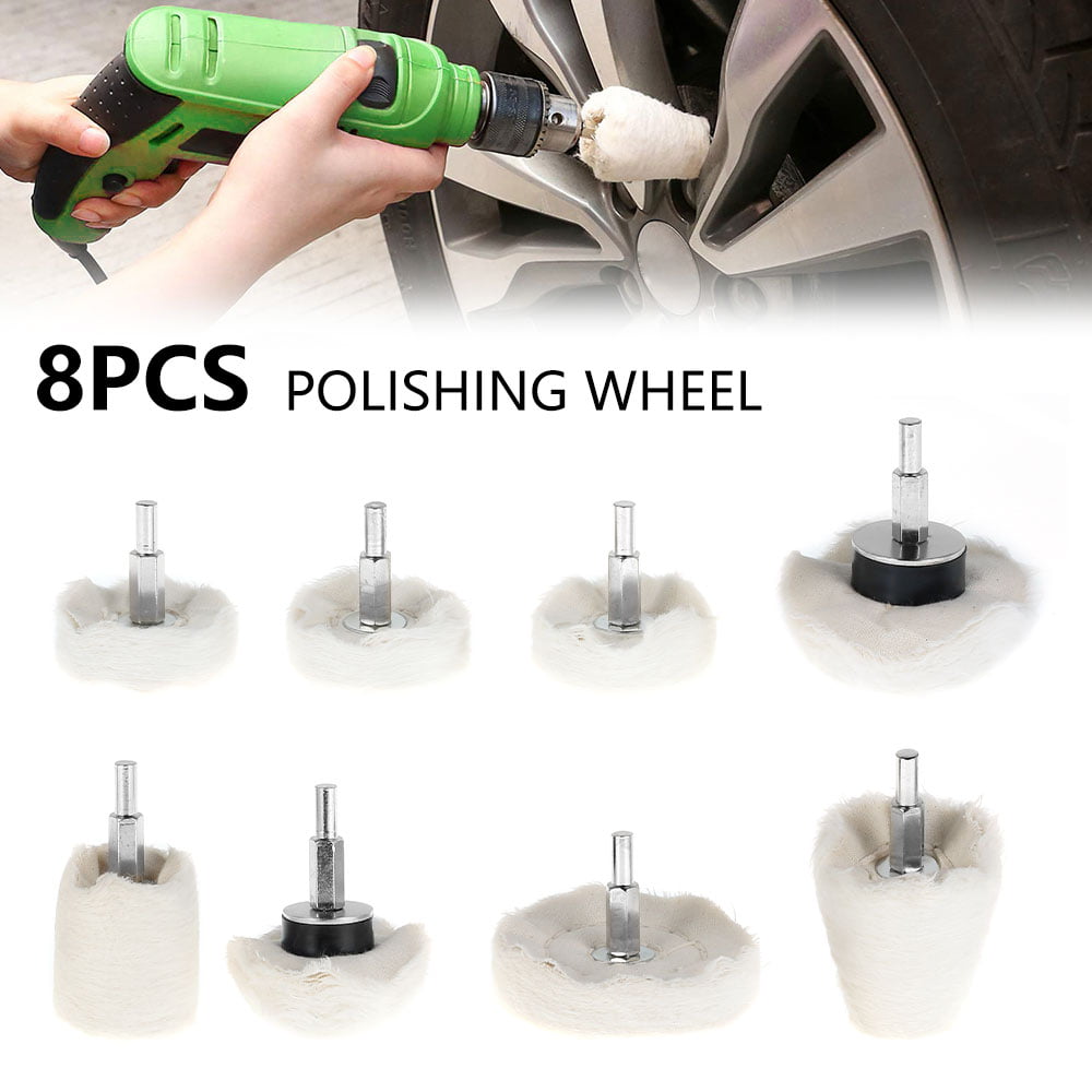 8PCS Cotton Felt Surface Polishing Polish Buffing Brush Wheel Set Rotary Tool 