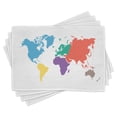 thumbnail image 1 of Ambesonne Map Place Mats Set of 4, World Global Continents, Standard Size, Multicolor, 1 of 6
