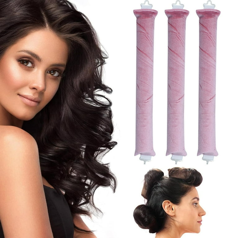Loyerfyivos Heatless Curls Overnight 3PCS Overnight Curls Blowout Rods Heatless Curling Rods with Hook for All Hair Types No Heat Curlers to Sleep In Overnight Heatless Curls for Blowout Hair 3PC