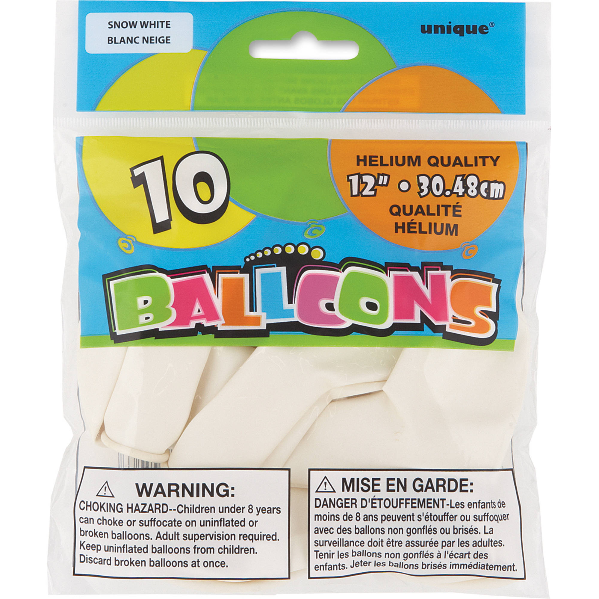 Unique Industries Latex 12" White Solid Print Birthday Balloons, 10 Count - image 2 of 2