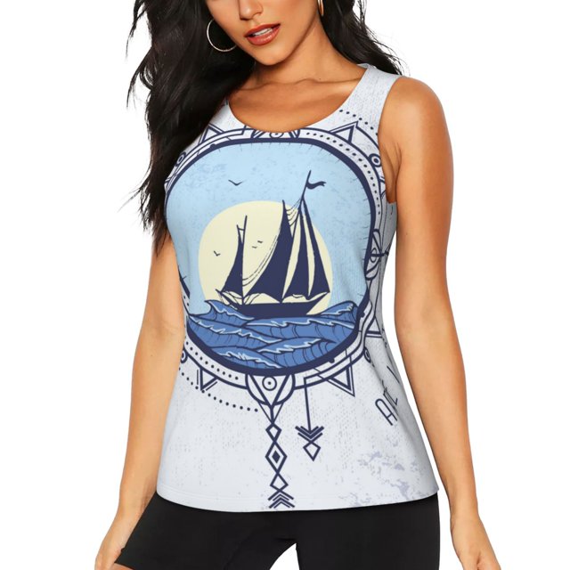 Fotbe Not All Who Wander Are Lost2 Blusas Sin Mangas para Mujer – Estilo Casual, Corte Suelto, Slim-Fit, Cuello Redondo Deportivo, Tops de Verano para Gimnasio y Yoga-Large
