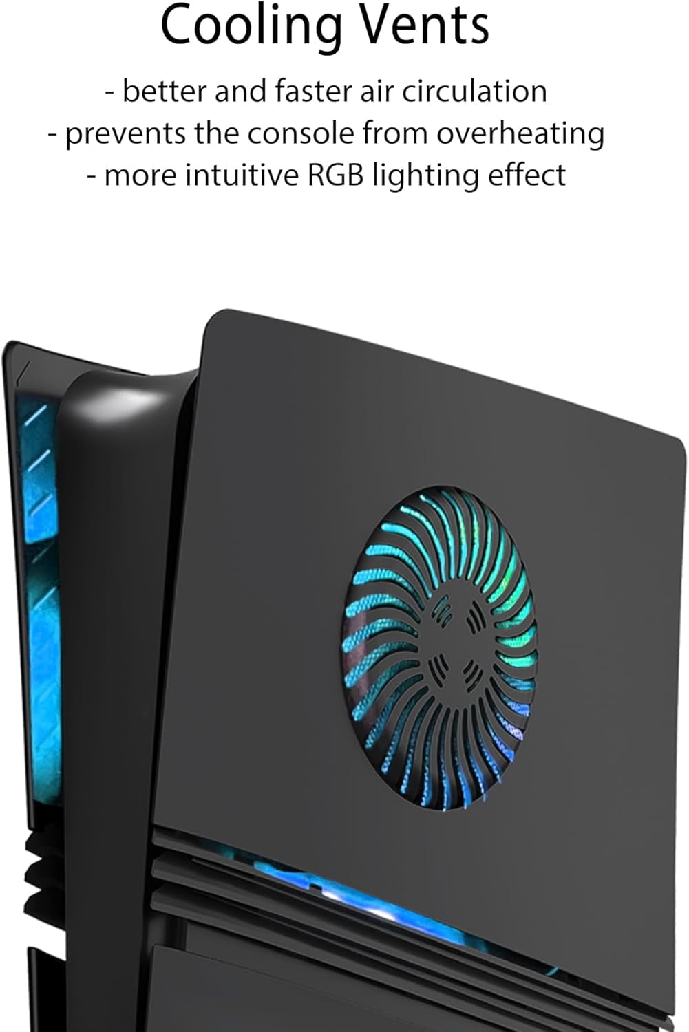 Cover Plates for PS5 Pro Digital Edition with RGB Light Strip and Dust Filter with Cooling Vents Uberwith 400+ Effects LED Light Ring Console Face Plate Cover DIY Decoration Kit Accessorie Black