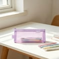 thumbnail image 2 of Pencil Case,Cosmetic Bag Cute Pencil Case,Multi-Color Clear Pencil Case,Portable Office Stationery Pouch for Students Adults Office Classroom,Clear Exam Pencil Pouch,Mesh Zipper Pen Pouch,Purple, 2 of 8