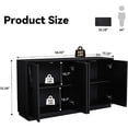 thumbnail image 3 of 59 Inch Sideboard Buffet Cabinet Storage Cabinet Mid Century Modern with Sculpted Doors Adjustable Shelves Accent Credenza for Living Room Kitchen Entryway Hallway Black, 3 of 9