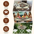 thumbnail image 6 of Southwest Geometric Round Tablecloth 55-60 Inch Round Fitted Table Cloth with Elastic Edge, Brown Mexican Aztec Boho Tribal Waterproof Table Cover Protector for Outdoor Picnic Party Dining, 6 of 6
